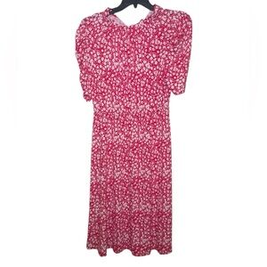 Adrianna Papell Pink Floral Midi Dress sz L
